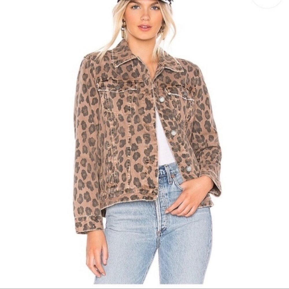 BLANKNYC Leopard Print Denim Jacket Size S